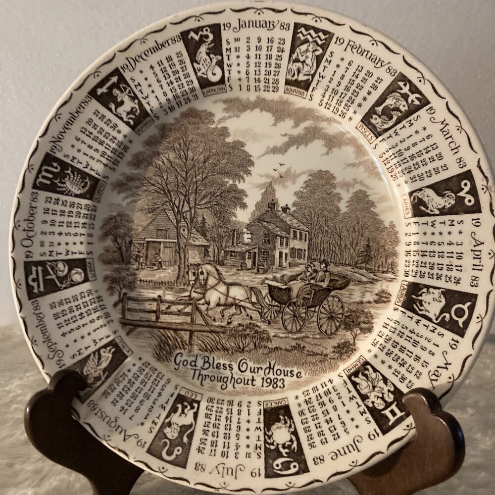 Vintage "God Bless Our House Throughout 1983" Calendar Plate